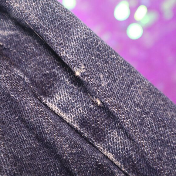 FLARE JEANS 1 Express Med Wash Retro Denim 90s Y2K Dark Blue Classic Neutral - Picture 7 of 8